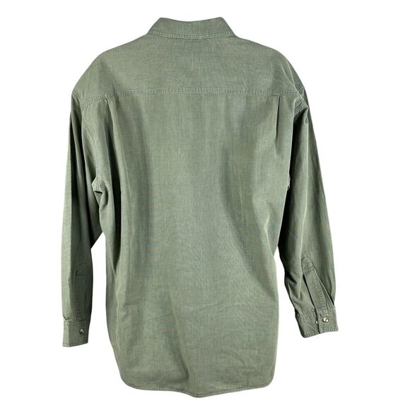 L.L. Bean Mens XL Kelly Green Heavyweight Button Shirt Long Sleeve Jamaica Made - Picture 2 of 16